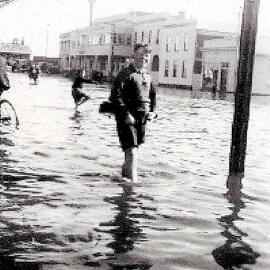 Flooding outside Hokitika Regent Theatre .1950 .