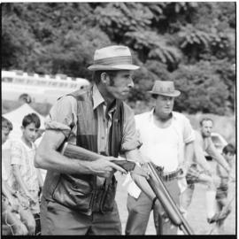 The late Tommy Dunn with a pistol, maybe Barrytown 1971