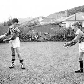 Terry and Desmond O'Leary at 97 Marlborough St,Greymouth.1961.