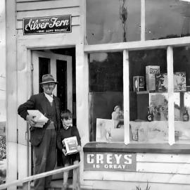 Harry Baker and his Grandson, Jimmy Dove when he owned/managed the Paroa Store in the 1940's.