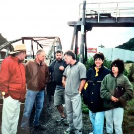 Protesting the removal of the pedestrian bridge from Smith Street across to the railway station. 2002.