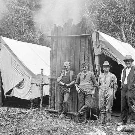 Miners' camp at Mount David alluvial mining claim.ca.1920-1933.