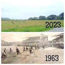 The start of the Trotters Race at Victoria Park - Now and Then.