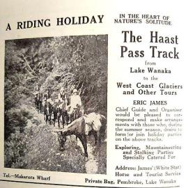 Advertisment - The Haast track- pre the Haast Pass Road.1930.