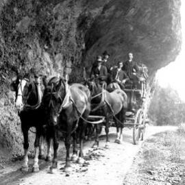 A horse-drawn coach at Hawkes Crag .ca.1910`s.