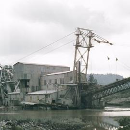 ALBUM - Dredge in the Taramakau River behind Kumara township .