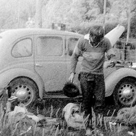 Resting up the 47 Austin at Aickens after trip down the Pass .1967 .