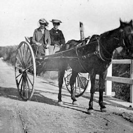 Young Ladies on an outing - Larrys Creek bridge, Reefton Area.1905.