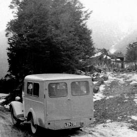 A Bradford van was our family car - at the summit of the Lewis Pass.1959.