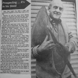 Mick Case - Greenstone and Gold prospector,born and bred in Kumara.