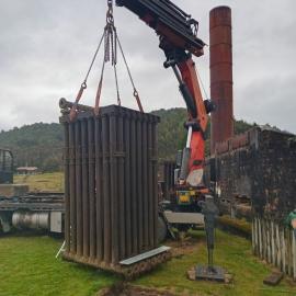 Boiler moved at Waiuta, May 2024