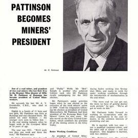 Mr H Pattinson becomes Miners` President.1975.