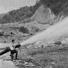 Gold sluicing operation near Kumara.1939.