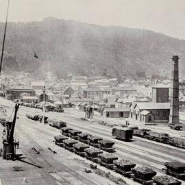 A bird's eye view of Greymouth from a ship's mast.1904.