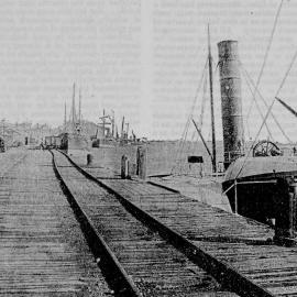 Greymouth Wharf which was visited by the Governor during the Vice-Regal tour.1892.