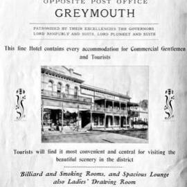 REVINGTONS HOTEL, Greymouth , Early 1900`s.