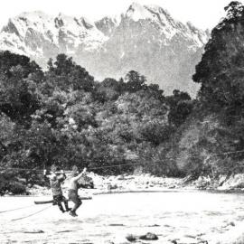 Crossing over the Cook River, a few miles south of Weheka, at the point where the river is to be bridged for the new road.1930.