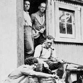 An overnight stay for travellers at the Burke Hut, during a journey which commenced at Makarora going over the Haast Pass,1933.