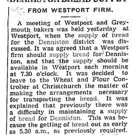 DENNISTON BREAD SUPPLY - Grey River Argus, 14 May 1946.