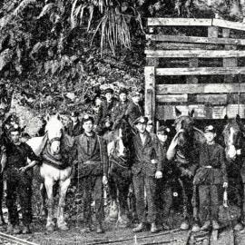 Pit horses and miners at Liverpool No. 1 State Coal Mine, Rewanui.1929.