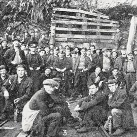 Miners gathered at the entrance to the Liverpool No. 2 mine.1929.