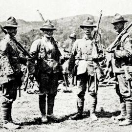 Sergeant T E Y Seddon (far right) - Four New Zealanders who will leave for the front with the Eighth Reinforcements .1915.