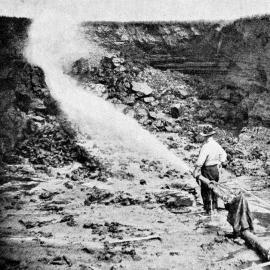 Recovery of gold by sluicing -  operations on a West Coast claim at Addison's Flat, near Westport.1940.