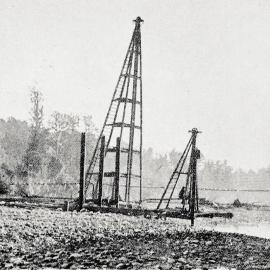 Building a bridge over the Little Waitaha River, below Ferguson's farm .1921.