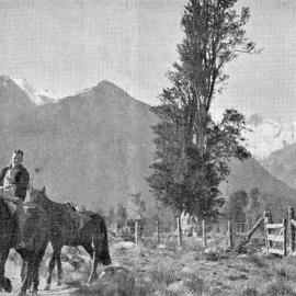 On the road near Weheka, South Westland, under the shadow of the Southern Alps.1937.