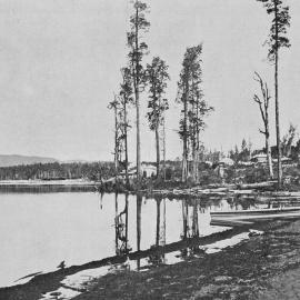 A picturesque corner of Lake Brunner, showing the timber mill on the shore.1903.