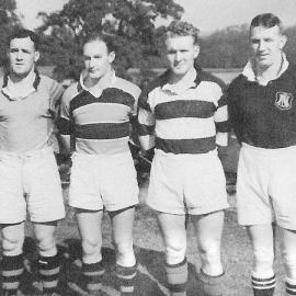 Charlie McBride left and Peter Mountford 2nd from right - Blackball Rugby League days.