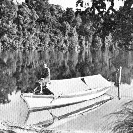 Placid waters of Lake Mapourika.1939.