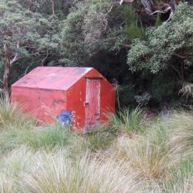 Old hunters bivvy up Jade (Waitaiki) Creek a tributary of Olderog Creek which in turn is a tributary of the Arahura River.
