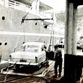 Dads mark 2 being loaded onto the interislander on our Xmas pilgrimage to see his parents at Runanga.