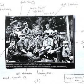 Denniston Miners` group, Burnett`s Face soup kitchen.1932.