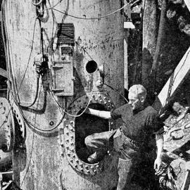 Edward Bruce Currie - Bridgebuilder at work on the Haast highway.1939.