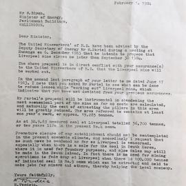 Trade union letter on Government decision to close Liverpool (Rewanui) mine, 1984 *PHOTO ALBUM*