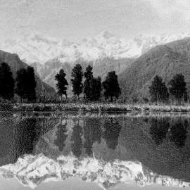 Mt Tasman across Lake Matheson postcard