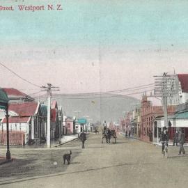 Colour postcard of Westport
