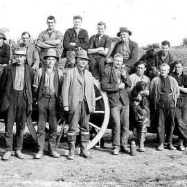 Group Engineers and Staff, Five Mile Beach Claim, Okarito.