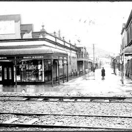 Morning after Greymouth flood - view is from Mawhera Quay, looking down Albert Street.13 December 1914.