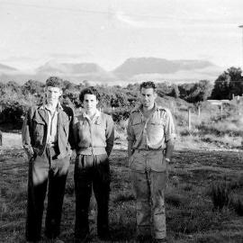  Jock Fisher and Val (née Wells) and Ashley Wells ,Haast. 1950s
