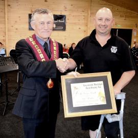 2015 - PRESENTATION to WAYNE RUSSELL. - LIFE MEMBERSHIP of the GREYMOUTH MUNICIPAL BAND.
