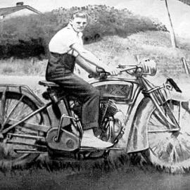  Francis Edward Lawson, Ted, on motorbike at Stillwater