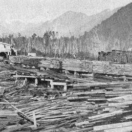 Bruce Bay mill, which  handled 1,250,000ft. of timber a year. 1941.