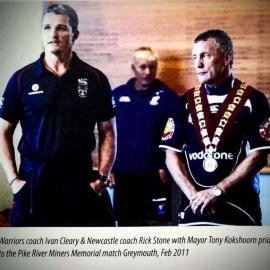 NRL RUGBY LEAGUE GRAND FINALISTS  - NZ Warriors playing Australia team Newcastle Knights at Wingham Park.Feb 2011.