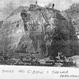This huge rock shot over the Gibson farm at Glengary in the lower Maruia in the Murchison earthquake. Mon, Jun 17 1929