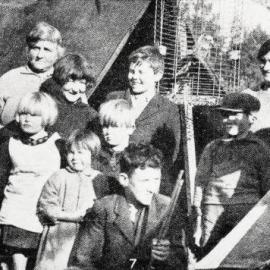 A family camping on high ground after the Murchison earthquake.