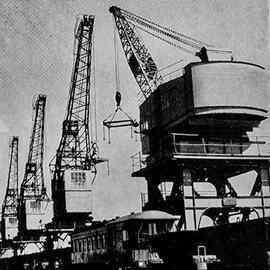 1959--FOUR ELECTRIC CRANES. GREYMOUTH PORT.