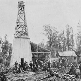 THE LAKE BRUNNER OIL COMPANY'S DERRICK ON THE WEST COAST OF THE SOUTH ISLAND.1909.